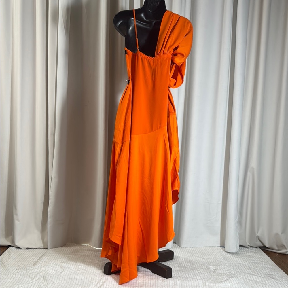 Orange Asymmetrical Ruffled Cocktail Sundress - Picture 12 of 16